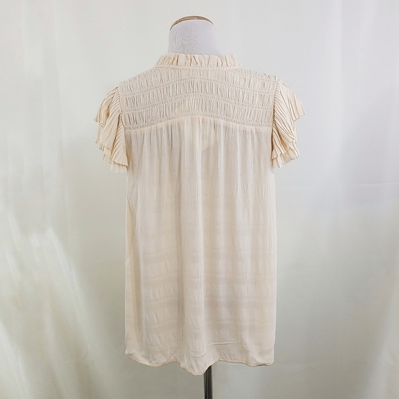 Caballero Kaz top cream ruffle sleeve peasant top size large NEW - Picture 4 of 7